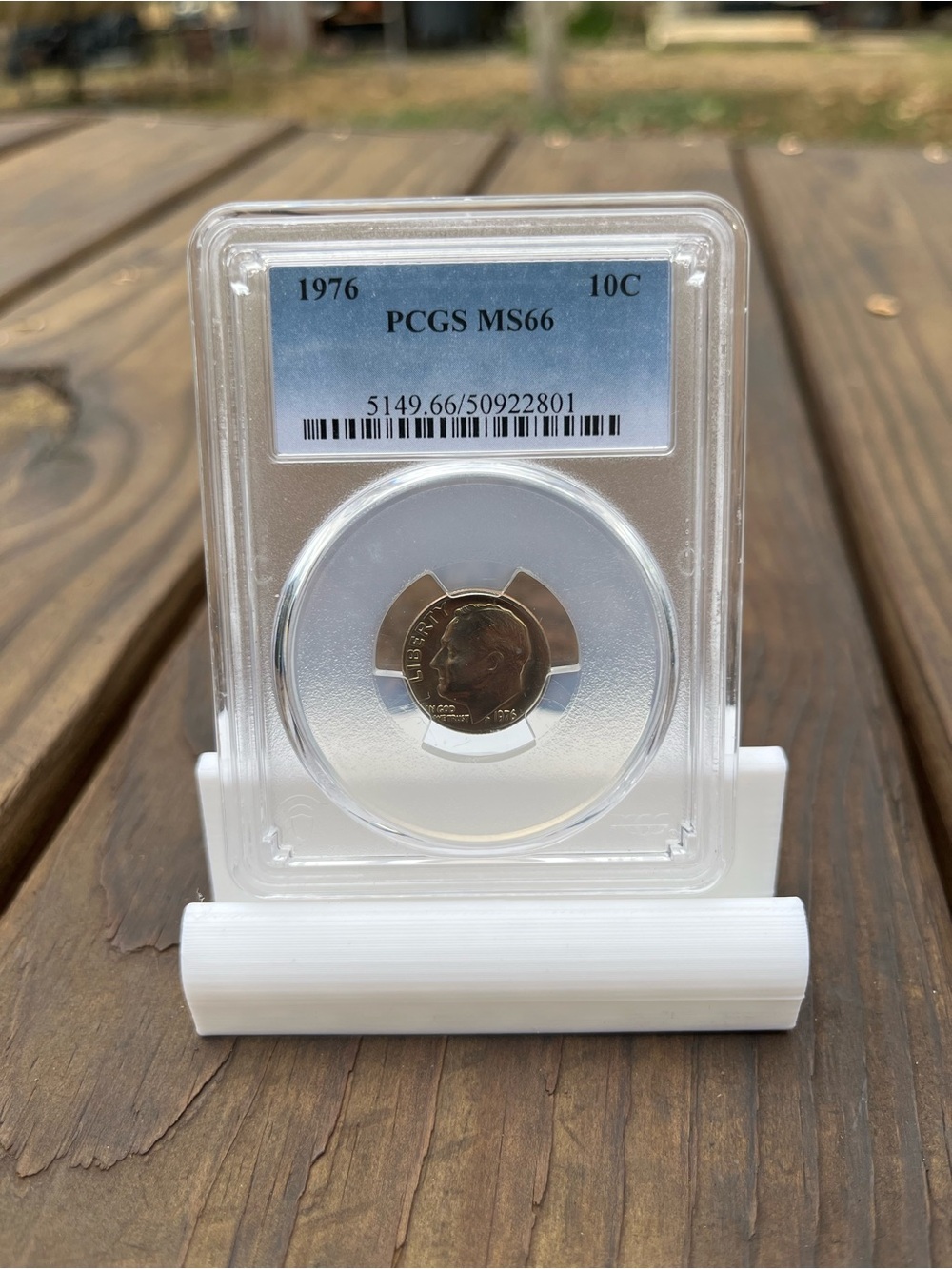 Certified Coin Slab Holder - Clear with White Stand
